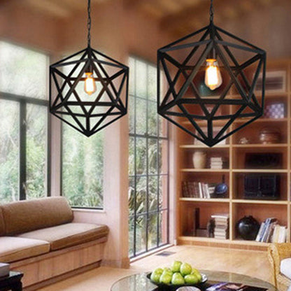 Contemporary Industrial Geometric Polygonal Iron 1-Light Pendant Light For Living Room