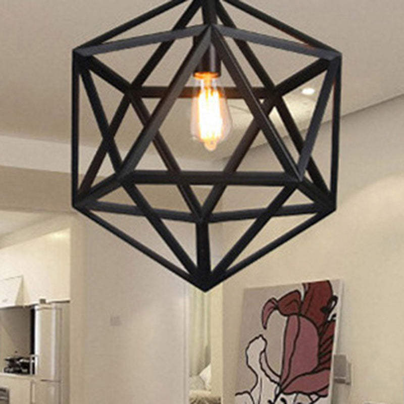 Contemporary Industrial Geometric Polygonal Iron 1-Light Pendant Light For Living Room