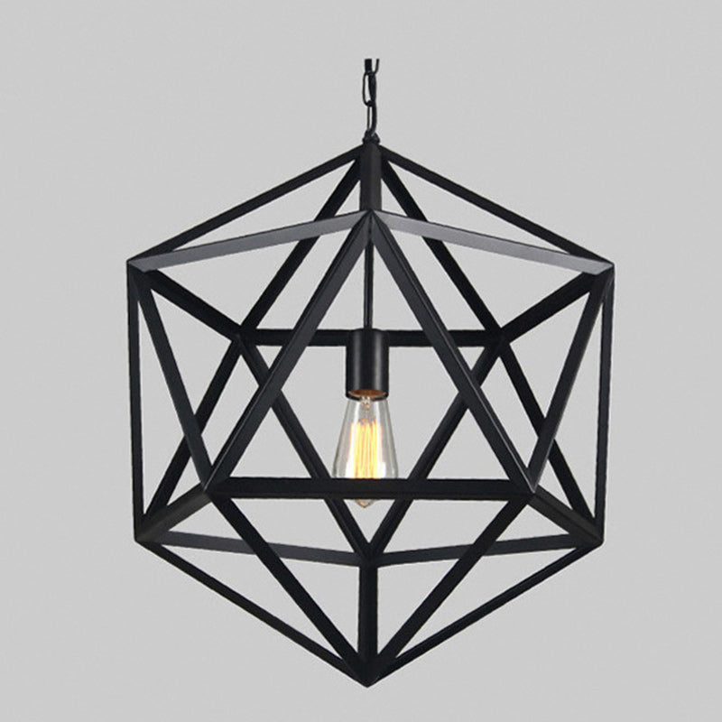 Contemporary Industrial Geometric Polygonal Iron 1-Light Pendant Light For Living Room