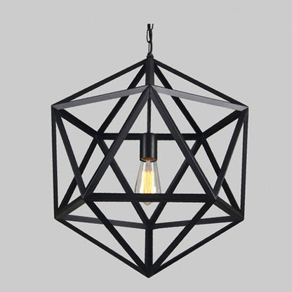 Contemporary Industrial Geometric Polygonal Iron 1-Light Pendant Light For Living Room