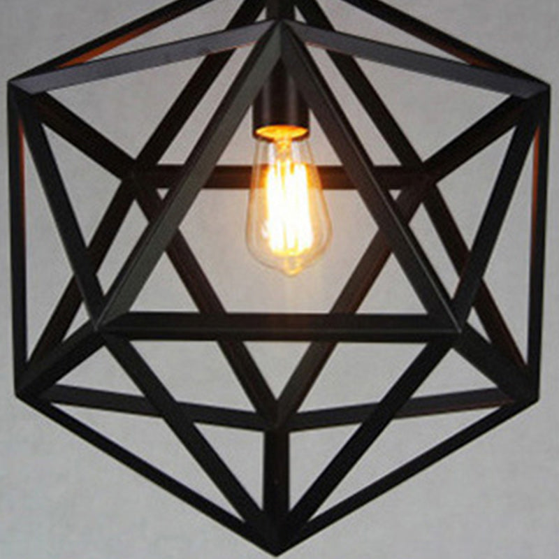 Contemporary Industrial Geometric Polygonal Iron 1-Light Pendant Light For Living Room