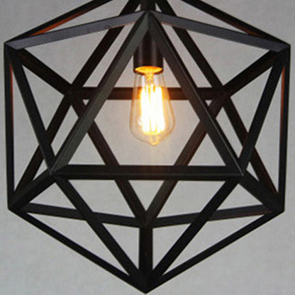 Contemporary Industrial Geometric Polygonal Iron 1-Light Pendant Light For Living Room