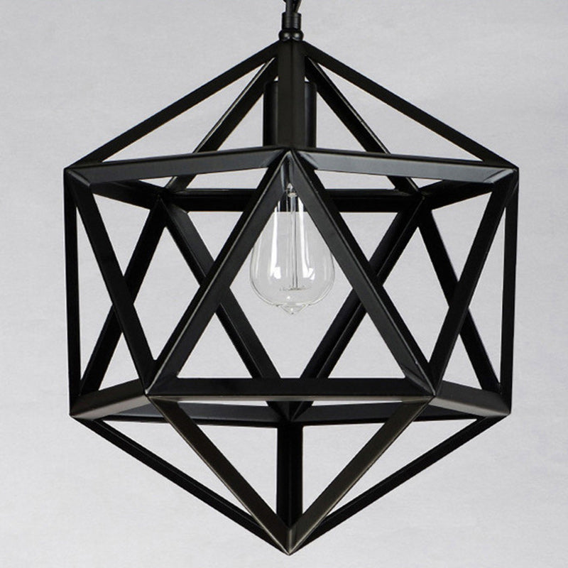 Contemporary Industrial Geometric Polygonal Iron 1-Light Pendant Light For Living Room