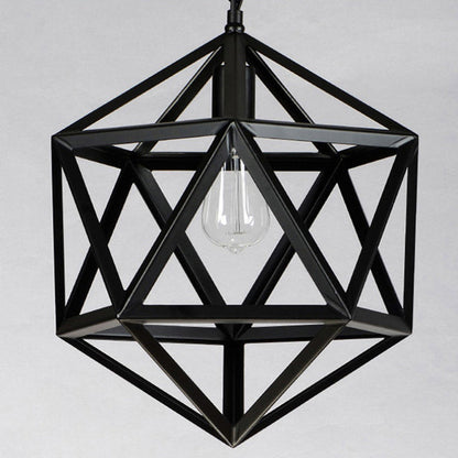 Contemporary Industrial Geometric Polygonal Iron 1-Light Pendant Light For Living Room