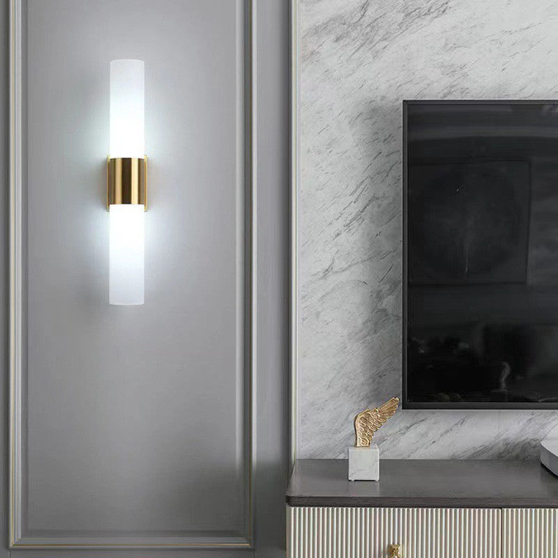 Contemporary Nordic Cylinder Iron Acrylic 2-Light Wall Sconce Lamp For Living Room