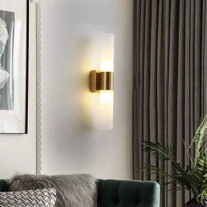 Contemporary Nordic Cylinder Iron Acrylic 2-Light Wall Sconce Lamp For Living Room