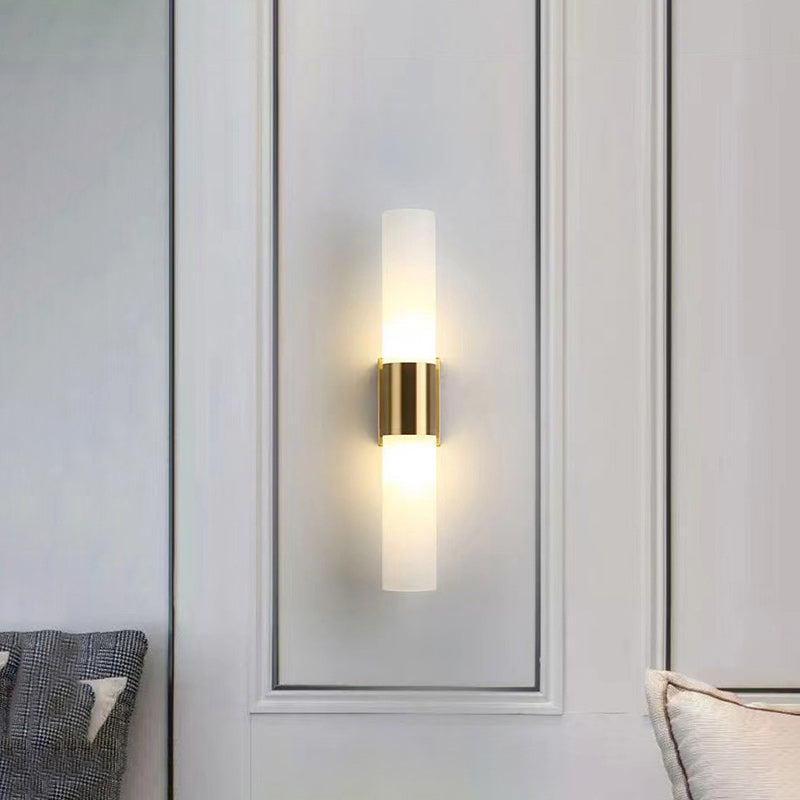 Contemporary Nordic Cylinder Iron Acrylic 2-Light Wall Sconce Lamp For Living Room