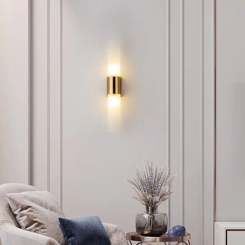 Contemporary Nordic Cylinder Iron Acrylic 2-Light Wall Sconce Lamp For Living Room