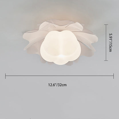 Contemporary Creative Flower Pumpkin Shape Hardware Frame Acrylic Shade 1-Light Flush Mount Ceiling Light For Living Room