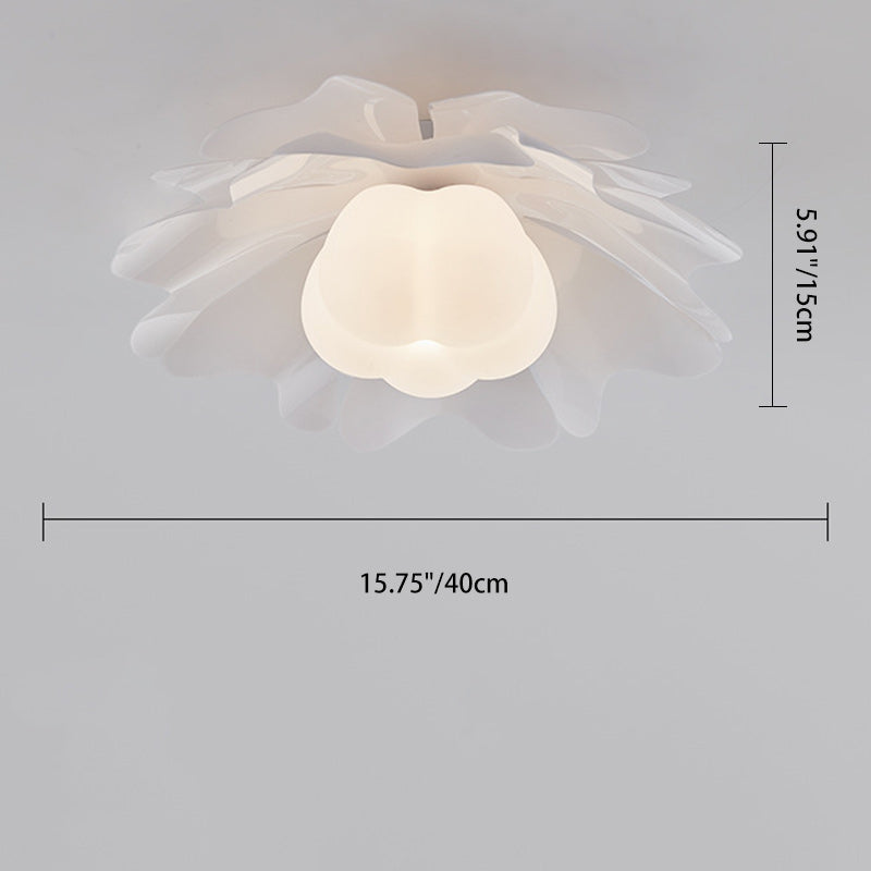 Contemporary Creative Flower Pumpkin Shape Hardware Frame Acrylic Shade 1-Light Flush Mount Ceiling Light For Living Room