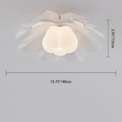 Contemporary Creative Flower Pumpkin Shape Hardware Frame Acrylic Shade 1-Light Flush Mount Ceiling Light For Living Room