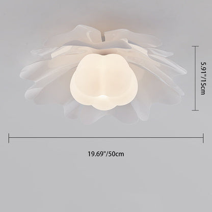 Contemporary Creative Flower Pumpkin Shape Hardware Frame Acrylic Shade 1-Light Flush Mount Ceiling Light For Living Room