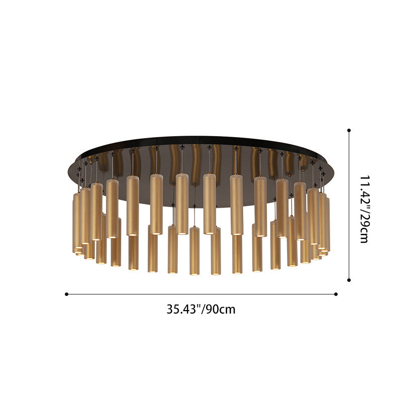 Modern Luxury Round Stainless Steel Frame Glass Shade 32-Light Flush Mount Ceiling Light For Dining Room