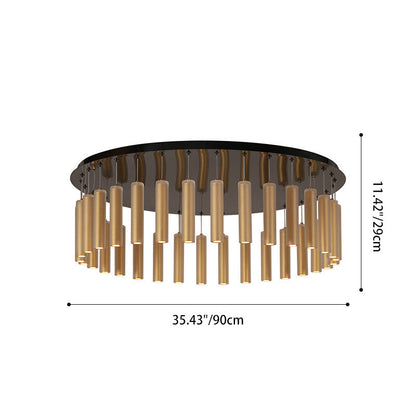 Modern Luxury Round Stainless Steel Frame Glass Shade 32-Light Flush Mount Ceiling Light For Dining Room