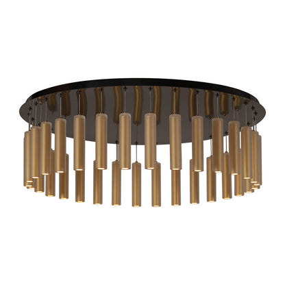 Modern Luxury Round Stainless Steel Frame Glass Shade 32-Light Flush Mount Ceiling Light For Dining Room