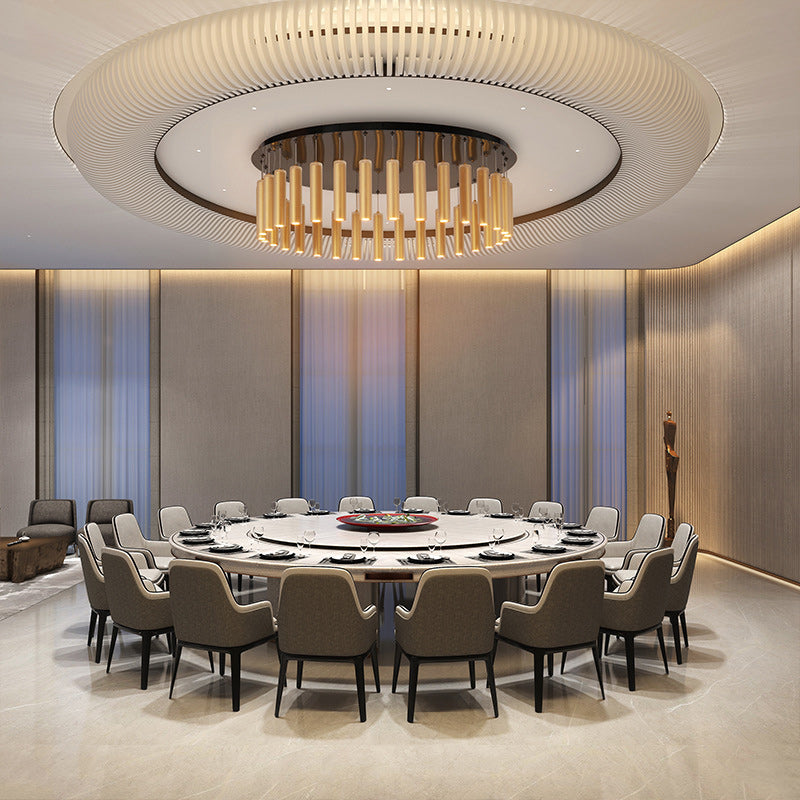 Modern Luxury Round Stainless Steel Frame Glass Shade 32-Light Flush Mount Ceiling Light For Dining Room