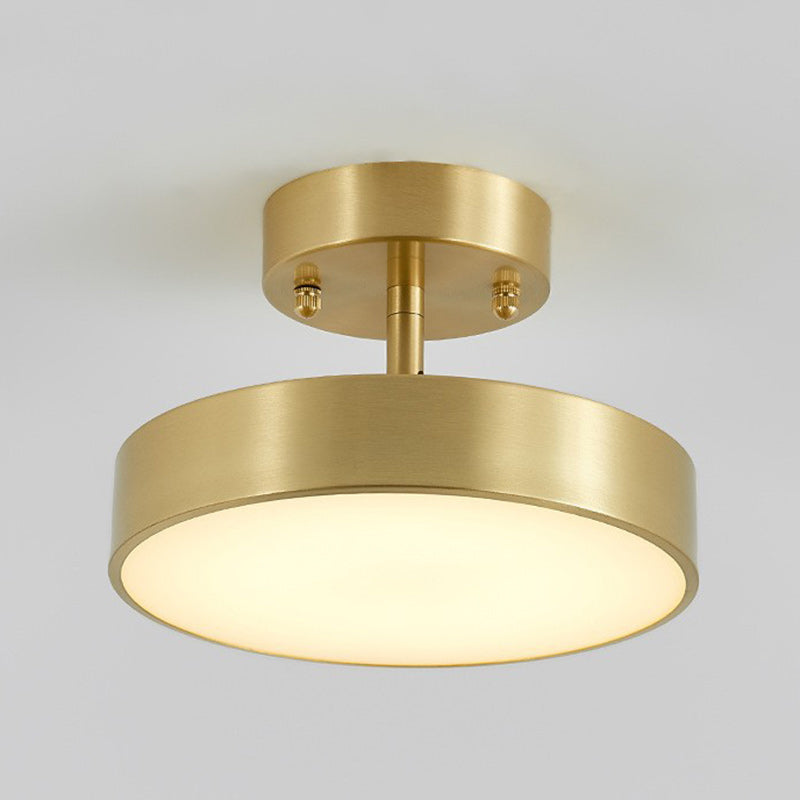 Modern Luxury Adjustable Angle Round Copper Acrylic LED Semi-Flush Mount Ceiling Light For Living Room