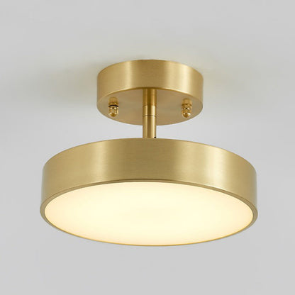 Modern Luxury Adjustable Angle Round Copper Acrylic LED Semi-Flush Mount Ceiling Light For Living Room