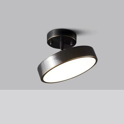 Modern Luxury Adjustable Angle Round Copper Acrylic LED Semi-Flush Mount Ceiling Light For Living Room