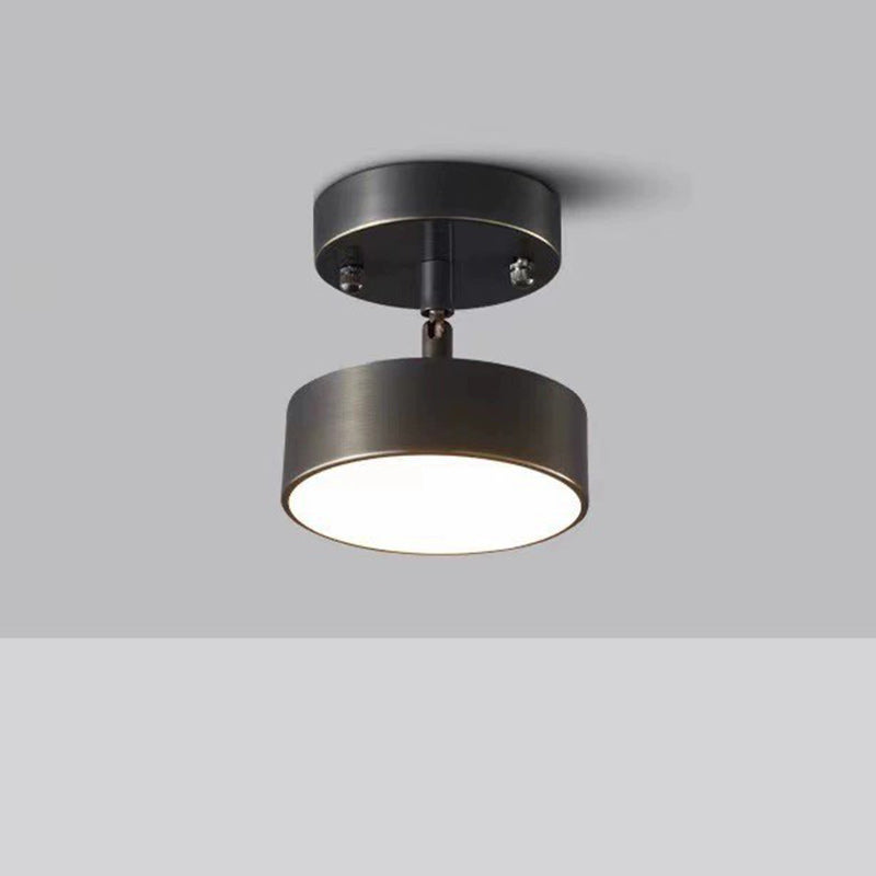 Modern Luxury Adjustable Angle Round Copper Acrylic LED Semi-Flush Mount Ceiling Light For Living Room