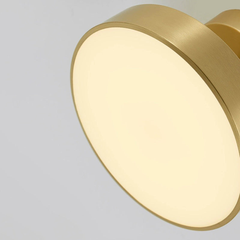 Modern Luxury Adjustable Angle Round Copper Acrylic LED Semi-Flush Mount Ceiling Light For Living Room