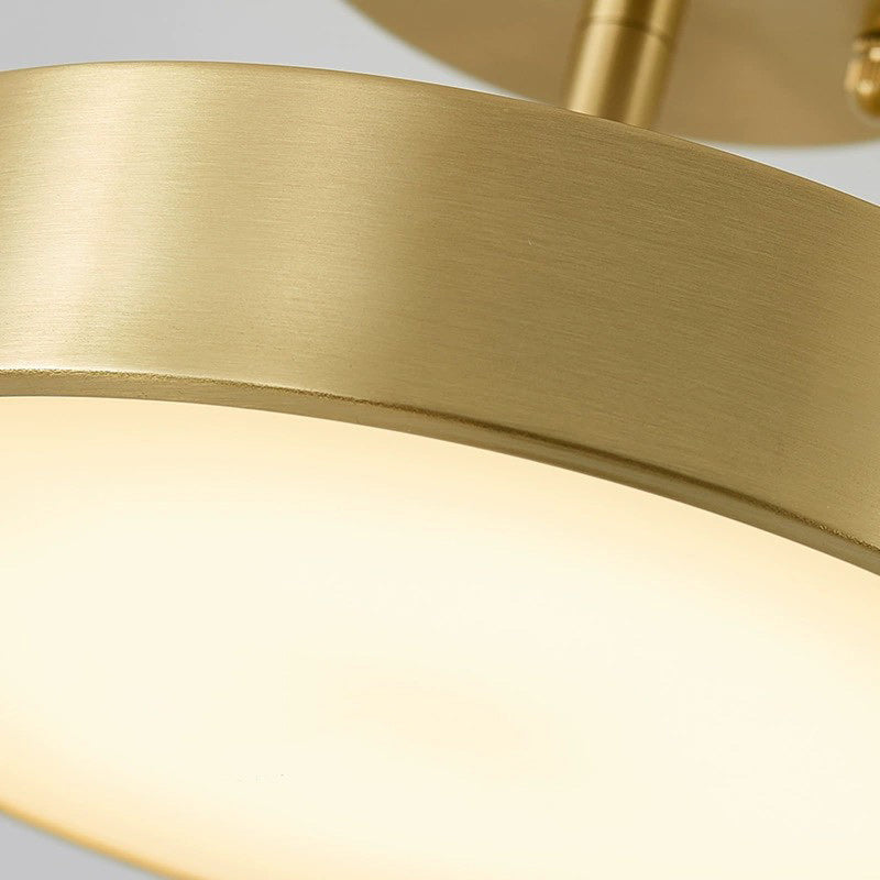Modern Luxury Adjustable Angle Round Copper Acrylic LED Semi-Flush Mount Ceiling Light For Living Room
