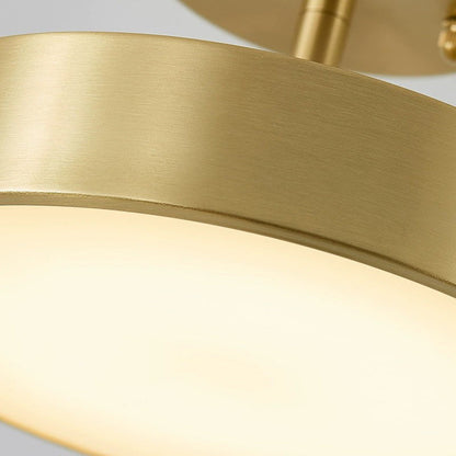Modern Luxury Adjustable Angle Round Copper Acrylic LED Semi-Flush Mount Ceiling Light For Living Room