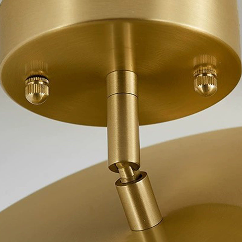 Modern Luxury Adjustable Angle Round Copper Acrylic LED Semi-Flush Mount Ceiling Light For Living Room