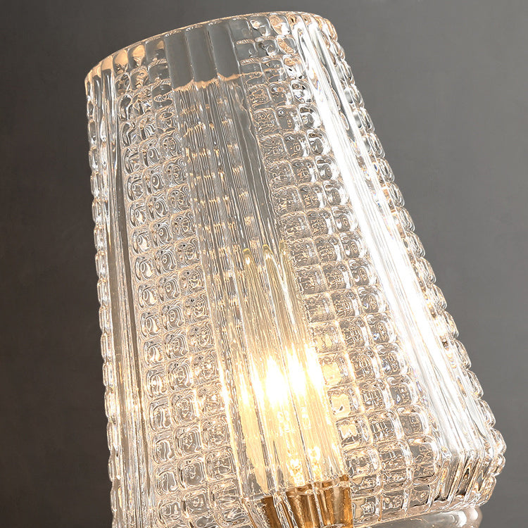 Contemporary Nordic Cylinder Cup Shape Full Brass Frame Glass Shade 1-Light Wall Sconce Lamp For Living Room