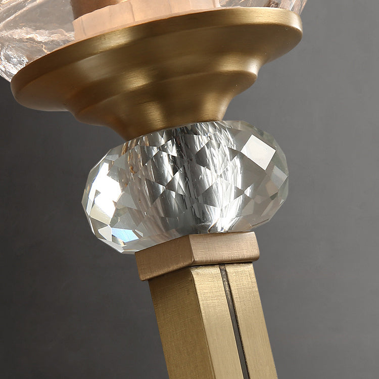 Contemporary Nordic Cylinder Cup Shape Full Brass Frame Glass Shade 1-Light Wall Sconce Lamp For Living Room