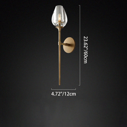 Contemporary Nordic Round Cylinder Cup Shape Copper Frame Crystal Shade 1/2 Light Wall Sconce Lamp For Bedroom