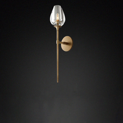 Contemporary Nordic Round Cylinder Cup Shape Copper Frame Crystal Shade 1/2 Light Wall Sconce Lamp For Bedroom