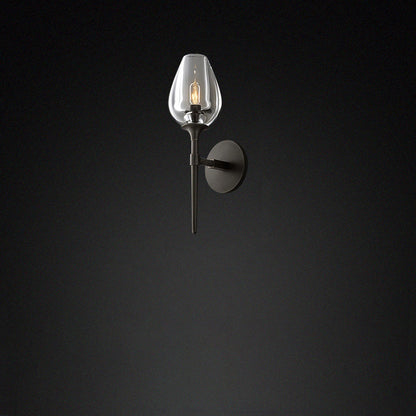 Contemporary Nordic Round Cylinder Cup Shape Copper Frame Crystal Shade 1/2 Light Wall Sconce Lamp For Bedroom