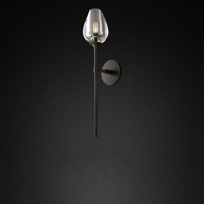 Contemporary Nordic Round Cylinder Cup Shape Copper Frame Crystal Shade 1/2 Light Wall Sconce Lamp For Bedroom