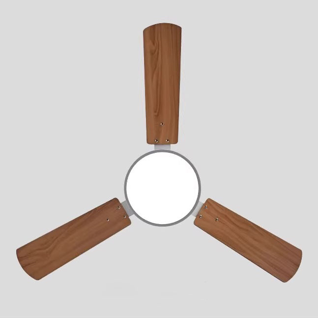 Modern Minimalist Round Solid Wood Fan Blade Iron Acrylic Shade LED Downrods Ceiling Fan Light For Living Room