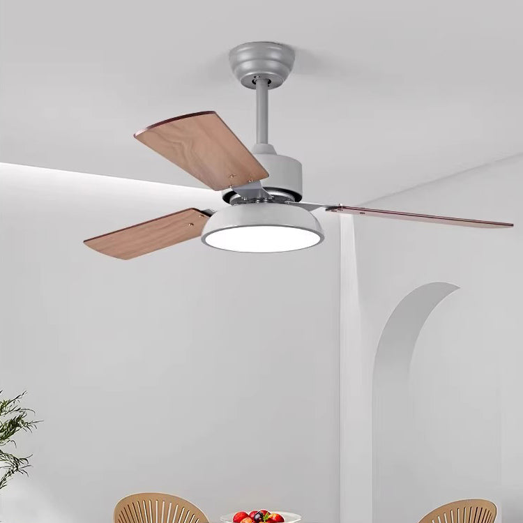 Modern Minimalist Round Solid Wood Fan Blade Iron Acrylic Shade LED Downrods Ceiling Fan Light For Living Room