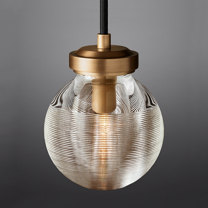 Contemporary Nordic Globe Copper Frame Glass Shade 1-Light Wall Sconce Lamp For Living Room