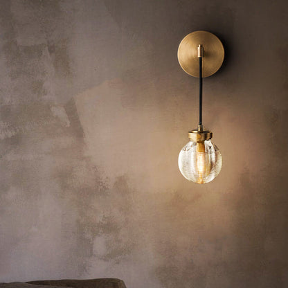 Contemporary Nordic Globe Copper Frame Glass Shade 1-Light Wall Sconce Lamp For Living Room