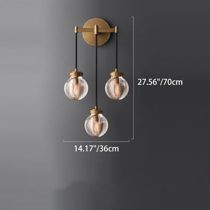 Contemporary Nordic Globe Copper Frame Glass Shade 1-Light Wall Sconce Lamp For Living Room