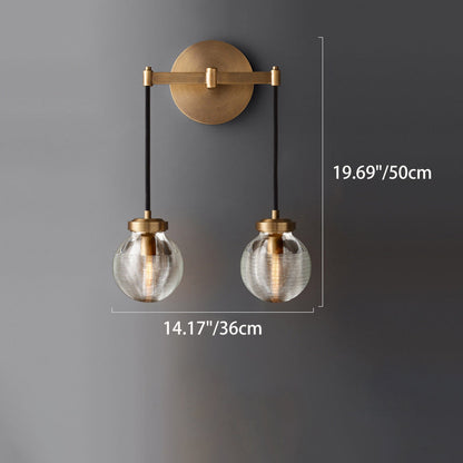 Contemporary Nordic Globe Copper Frame Glass Shade 1-Light Wall Sconce Lamp For Living Room