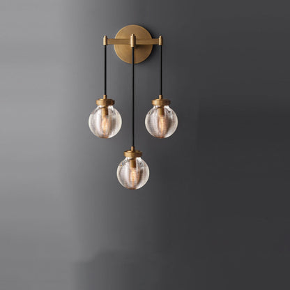 Contemporary Nordic Globe Copper Frame Glass Shade 1-Light Wall Sconce Lamp For Living Room