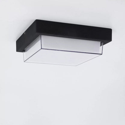 Modern Minimalist Outdoor Waterproof Square Aluminum Frame PC Shade LED Flush Mount Ceiling Light For Outdoor Patio