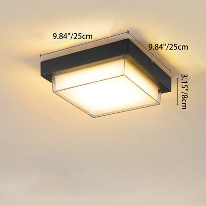 Modern Minimalist Outdoor Waterproof Square Aluminum Frame PC Shade LED Flush Mount Ceiling Light For Outdoor Patio