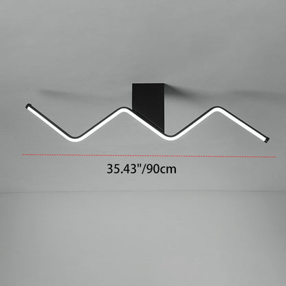 Modern Minimalist Straight Line Aluminum Iron Silicone LED Flush Mount Ceiling Light For Living Room