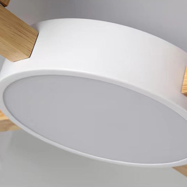 Modern Minimalist Multi Round Iron Wood Acrylic LED Semi-Flush Mount Ceiling Light For Living Room