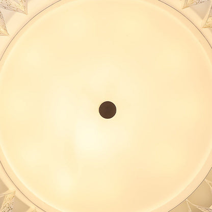 Contemporary Nordic Round Lace Iron Frame PVC Shade LED Flush Mount Ceiling Light For Bedroom