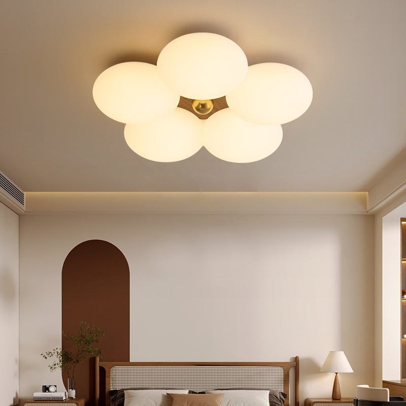 Contemporary Creative Romantic Flower Iron Plastic LED Flush Mount Ceiling Light For Bedroom
