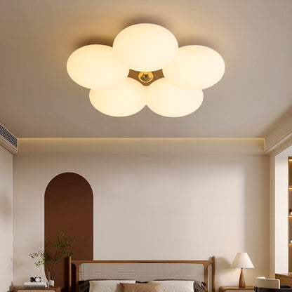 Contemporary Creative Romantic Flower Iron Plastic LED Flush Mount Ceiling Light For Bedroom
