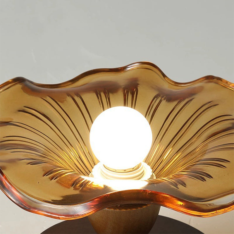 Modern Mid-Century Round Quadrilateral Lace Rubber Wood Iron Glass 1-Light Semi-Flush Mount Ceiling Light For Living Room