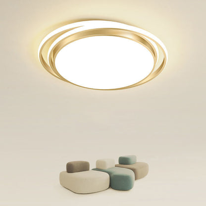 Modern Luxury Round Aluminum Iron Acrylic Shade LED Flush Mount Ceiling Light For Living Room